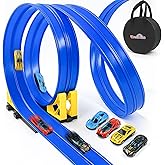 Dreamon Car Track 16Ft Flexible Race Track for Kids with 4 Toy Cars 2 Ramp and 1 Storage Bag Speed Slot Car Race Tracks Birth