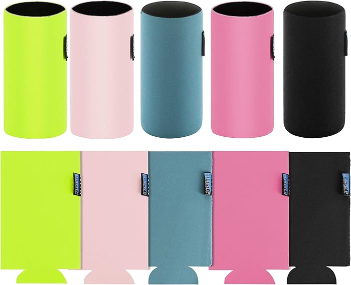 Bluecell 10 Pack Insulators Slim Can Cooler Blank Beer Sleeves Soda Cover Cooler, Great for Customization, Monograms, DIY Projects, Weddings, Parties and Events (Multicoloured 1)