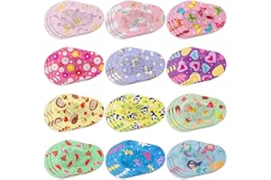 Panitay 36 Pieces Kids Girls Eye Patches Toddler Adhesive Patch Bulk Cotton Fabric Pad Breathable with Lazy Eye for Pediatric Amblyopia,12 Styles Regular Size