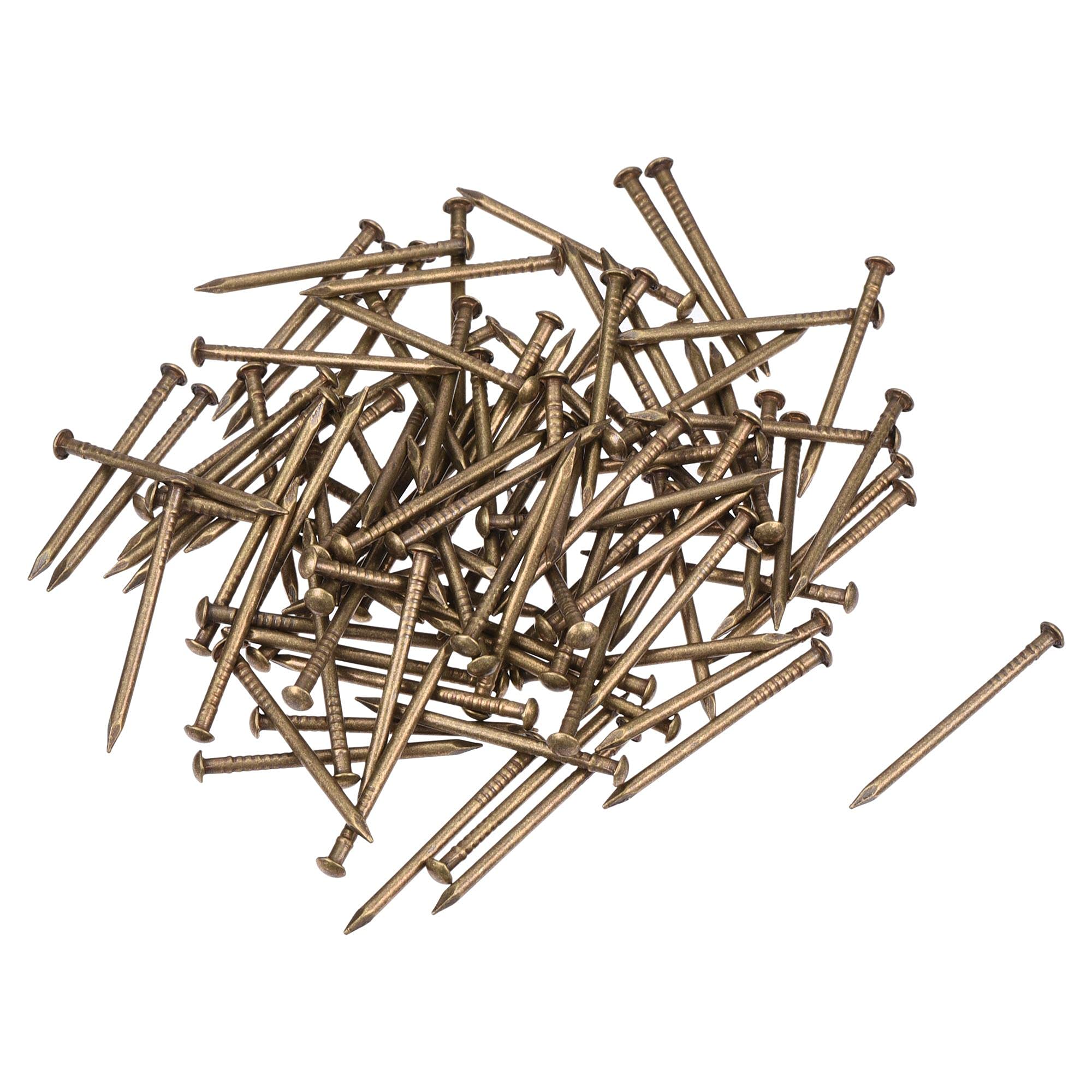 sourcing map Small Tiny Brass Nails 1.5x25mm for DIY Wooden Hardware Accessories 100pcs