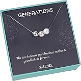 Sereney S925 Sterling Silver Grandma Necklace as Birthday Gifts for New Grandma, 3 Circles Grandmother Granddaughter Jewelry for Mom, 3 Sterling Silver Necklace Pearl Jewelry as New Grandmother Gifts