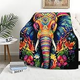 YucZiken Elephant Throw Blanket, Elephant Birthday Gifts for Women and Men, Lightweight Fleece African Home Decor, Printed, Washable, No-Pilling, 50x60 inches