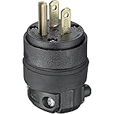 Leviton Straight Blade Rubber Plug 15 Amp, 125 Volt, 515PR, Black