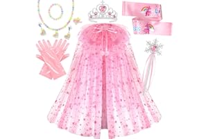 LIMIROLER Princess Dress up Clothes for Little Girl, 11Pcs Princess Dress Up Cape Gift Set for Toddler Girls
