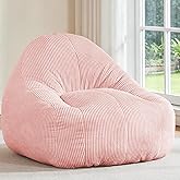 4FT Large Bean Bag Chair for Adults – Oversized Boneless Corduroy Floor Chair with Foam Filling, Ultra Soft & Supportive for Reading, Gaming & Lounging in Bedroom, Living Room, Dorm, Pink