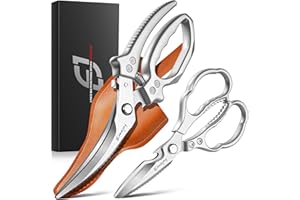 Emojoy 2-Piece Kitchen Scissors Set with Poultry Shears, Japanese Stainless Steel Kitchen Shear, All Purpose Scissor for Food, Chicken Bones, Dishwasher Safe