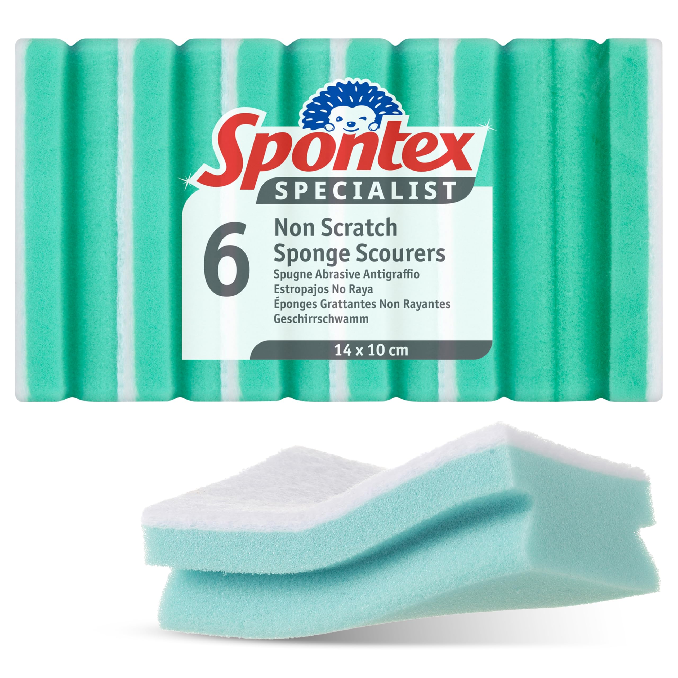 Spontex Specialist Non Scratch Washing Up Sponge Scourers | XL | Reusable & Versatile for Professional Cleaning | 6 Pack