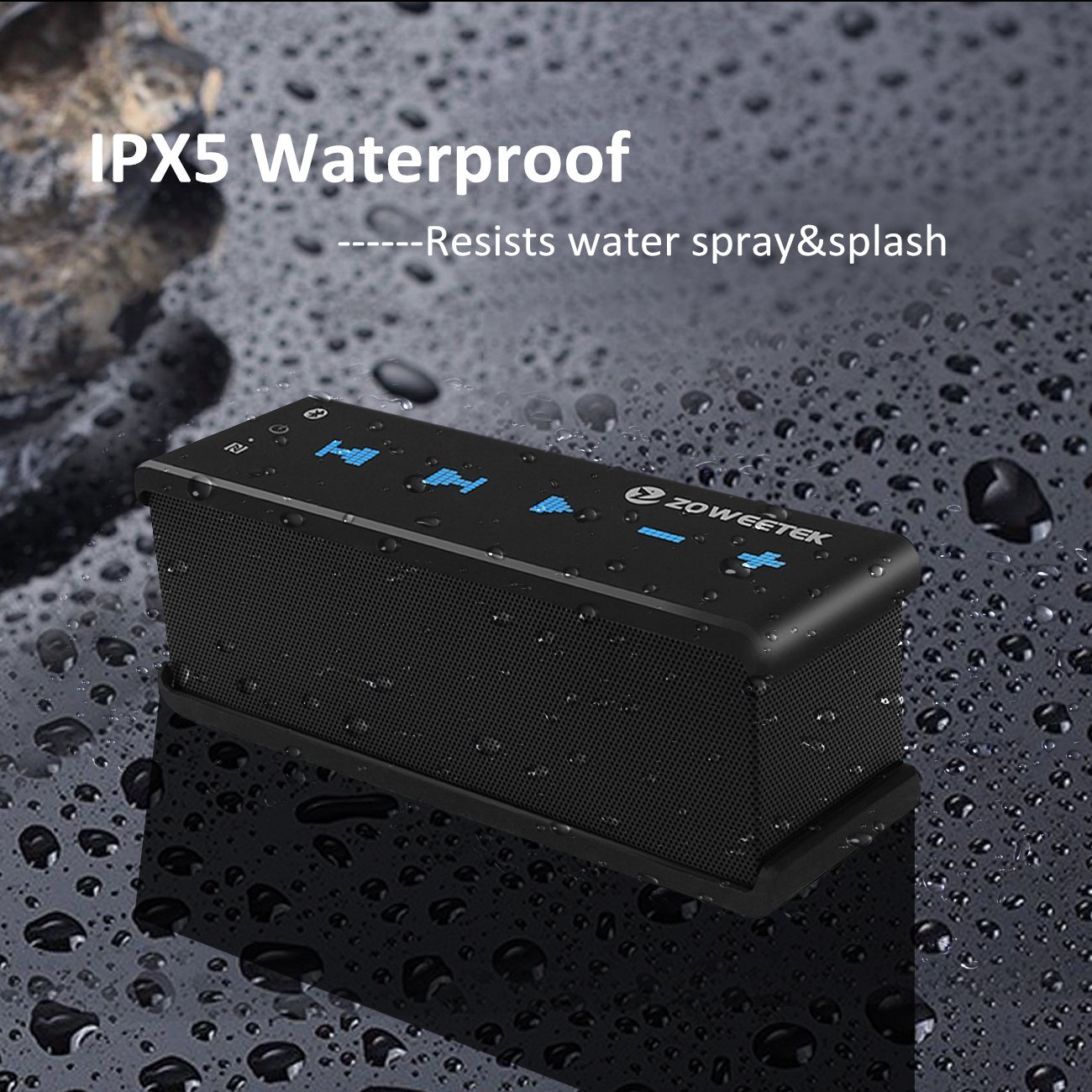 Zoweetek Portable Bluetooth Wireless Speaker with AUX Input and NFC, Dual Bass Driver Mini Stereo Subwoofer with Built-in Microphone for Outdoors& Home, Supporting Echo Dot and TF(Mirco SD) Card