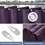 Shower Curtain 122x182cm Purple with Metal Hooks Waffle Fabric view 4