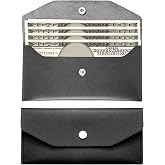 Nolcha Pu Leather Cash Envelope Wallet - Reusable Cash Stuffing Wallet for Men and Women -Black