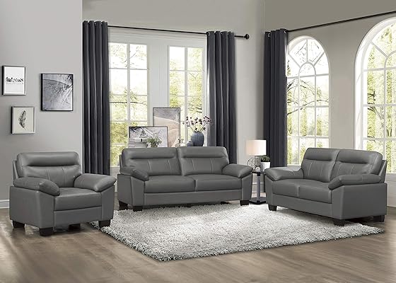 Homelegance 3-Piece Fabric Sofa Set, Dark Gray