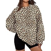 LOMON Oversized Sweatshirt for Women Crewneck Long Sleeve Casual Fleece Tops Graphic Hoodies Pullover Sweater