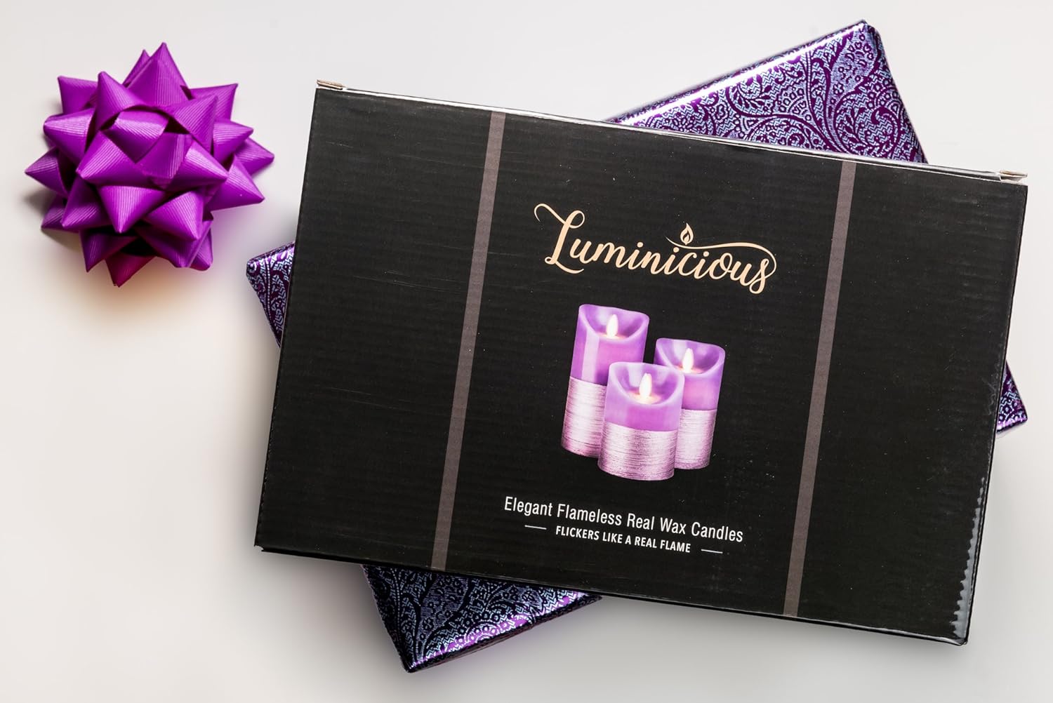 Purple LED Candles Flameless Flickering Battery Operated Electric Pillar Candle with Realistic Flicker Moving Flame with 2 Remote Controls & Timer - Image 4