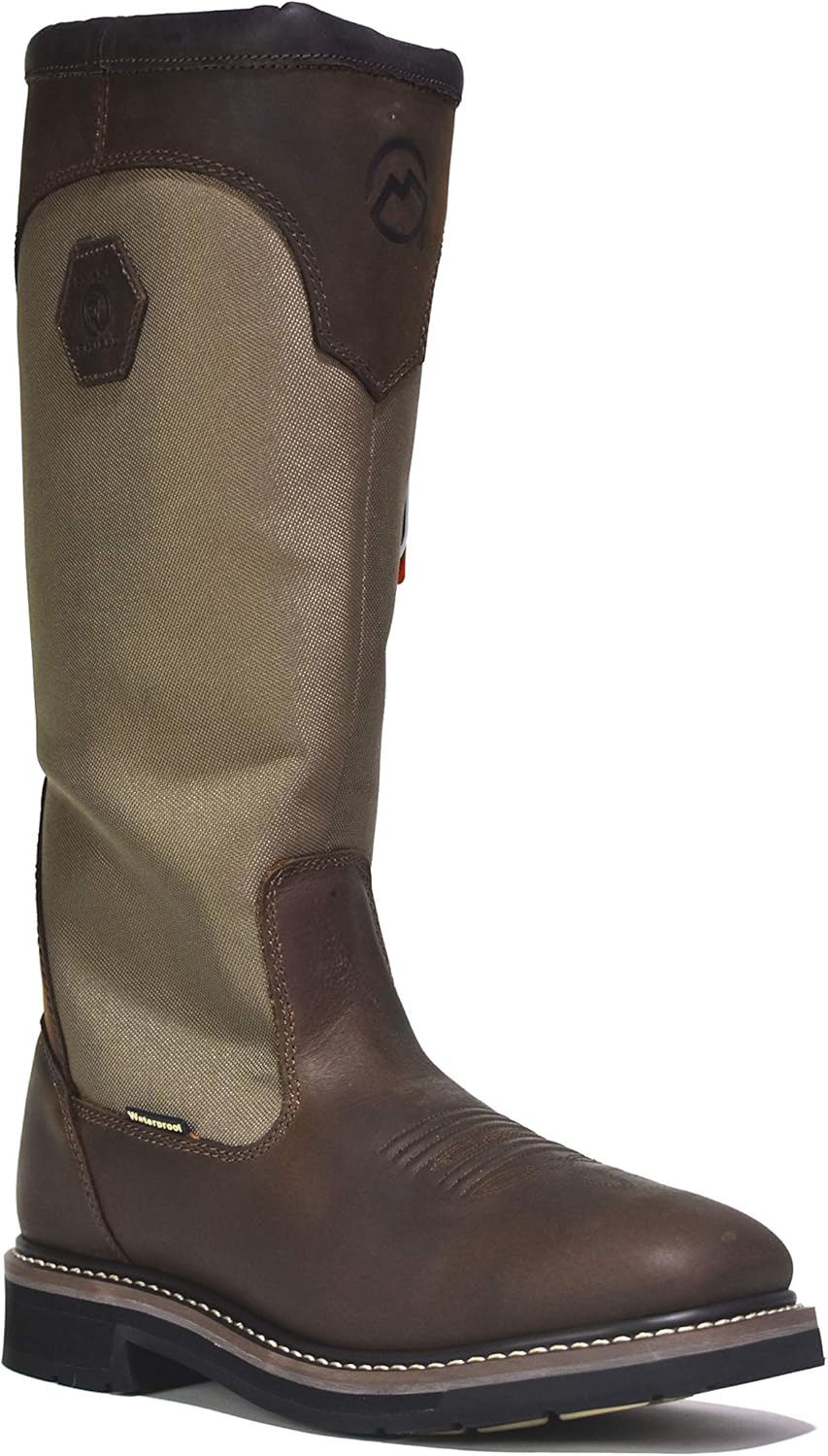 Mens Gents New Waterproof Outdoor Walking Side Zip Up Hunting Leather Boots 612 UK Size Taupe