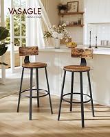 VASAGLE Bar Stools Set of 2 with Backrest 73 cm Tall Industrial Rustic Brown view 2
