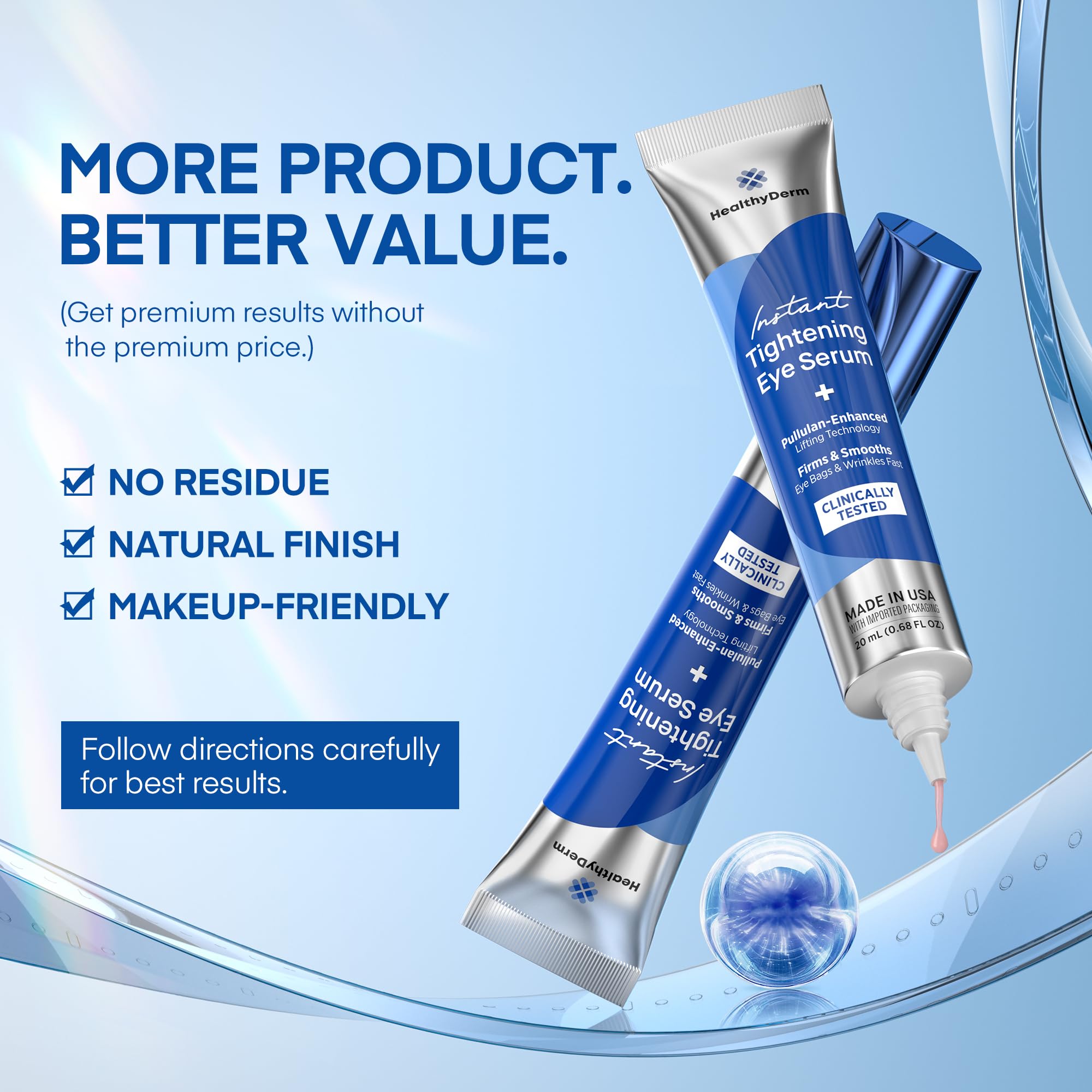 Instant Under Eye Lift Serum - Reduces Eye Bags, Wrinkles, Puffy Eyes, Dark Circles & Crow’s Feet in Minutes - Advanced Firming Polysaccharide Formula for Mature Skin - 20 mL