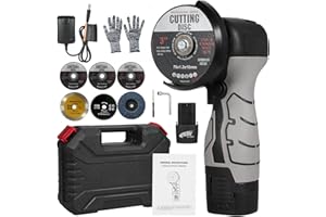 Mulcort Cordless Brush Angle Grinder Kit, 7000rpm Mini Electric Angle Grinding Tool, 2x16.8V 2000mAh Batteries and 6pcs Discs, Grinder Handheld Cutter for Metal Wood(Grey)