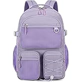 Lohol Water Resistant Backpack with Mulitiple Pockets for Travel Outdoor College, 15.6 inch Laptop Bookbag for Girl and Women (Purple)