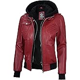 Blingsoul Leather Jacket Women - Real Lambskin Womens Leather Jackets With Detachable Hood
