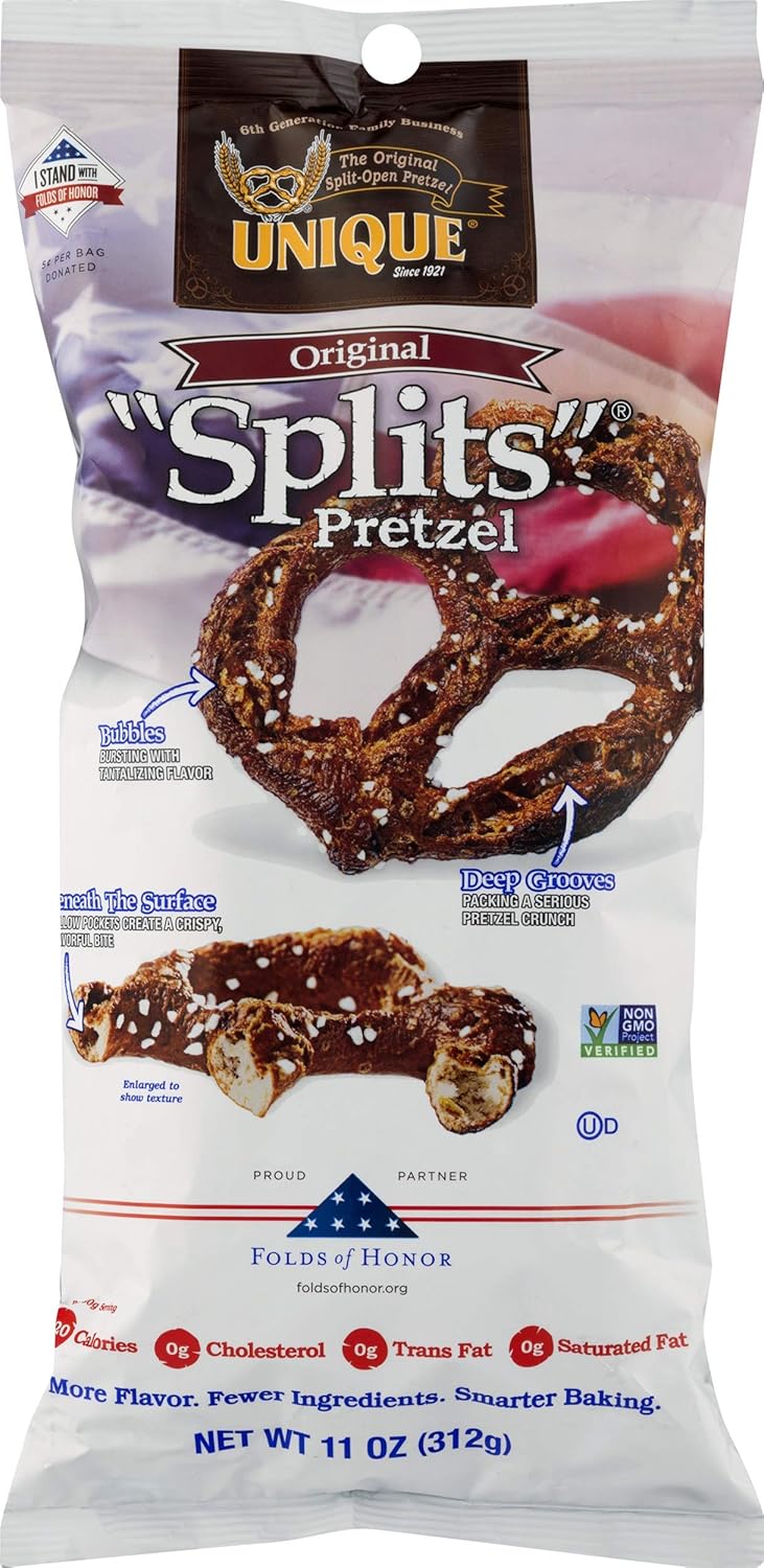 Unique Pretzels Original Baked Pretzel "Splits", Folds of Honor Edition