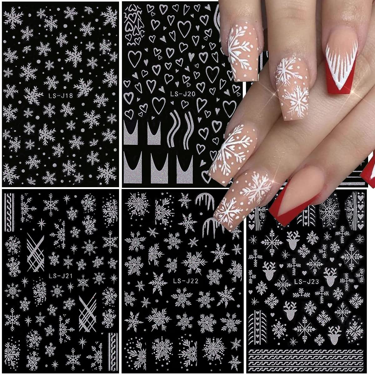 Christmas Nail Art Stickers - 3D Snowflake Glitter