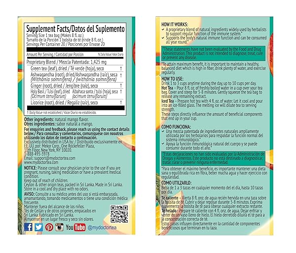 DR. TEA COLD PROTECT TEA WITH ASHWAGANDHA – MANGO FLAVOR – 20 TEA BAGS