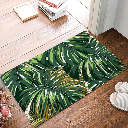 LnimioAOX rutschfeste Rückenmatte Grüne Tropenpflanze Nahaufnahme