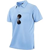 WENTTUO Mens Polo Shirts Short Sleeve Summer Moisture Wicking Performance Athletic Golf Shirts for Men with Pocket