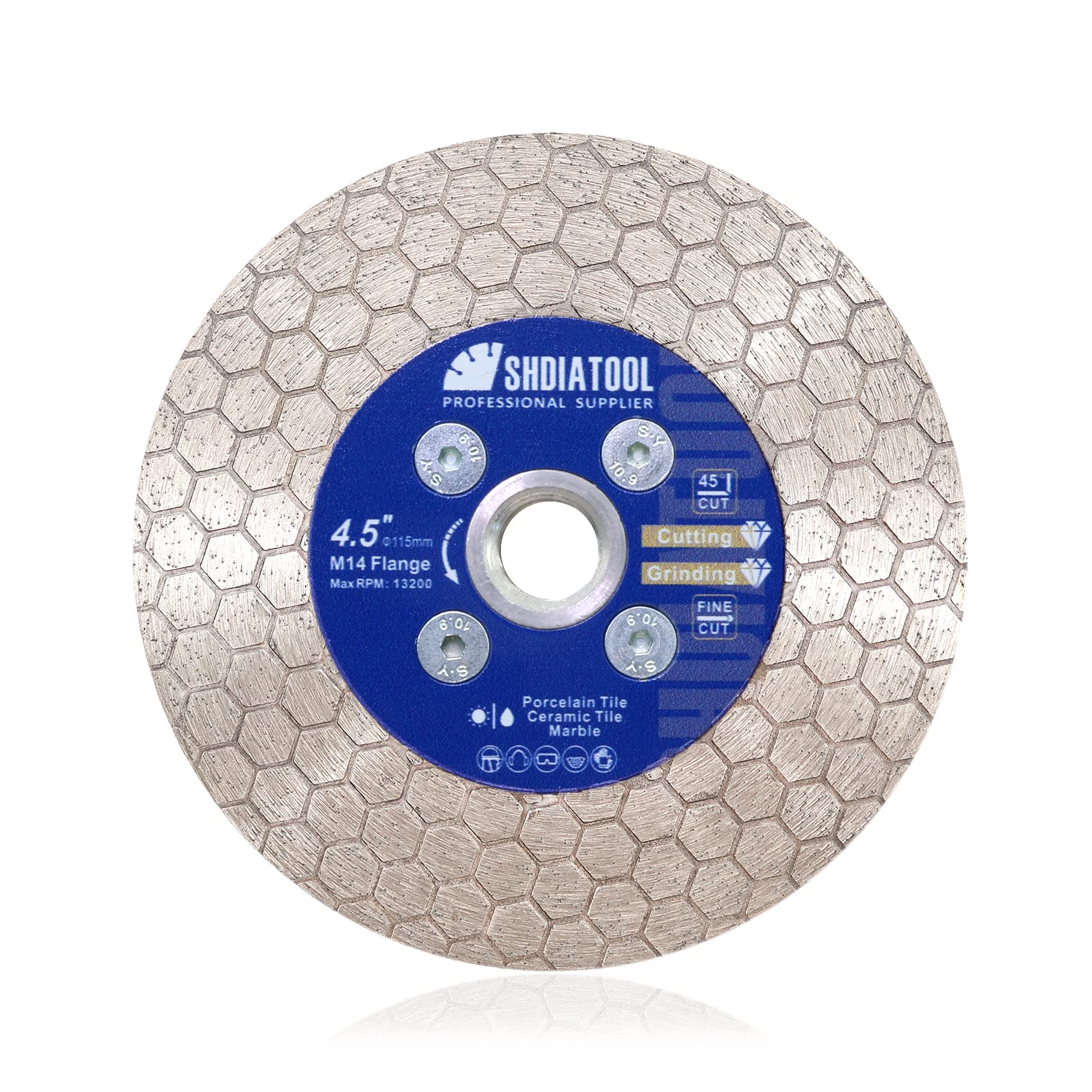SHDIATOOL Tile Diamond Saw Blade Cutting Disc Wheel 4.5in/115mm M14 Thread Double Side Cutting and Grinding Porcelain Tile Granite Marble Ceramic Masonry