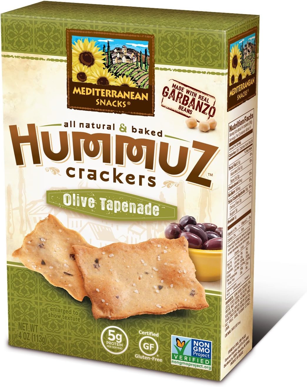 Mediterranean Snack Food Hummuz Crackers Olive Tapenade (6/4oz)