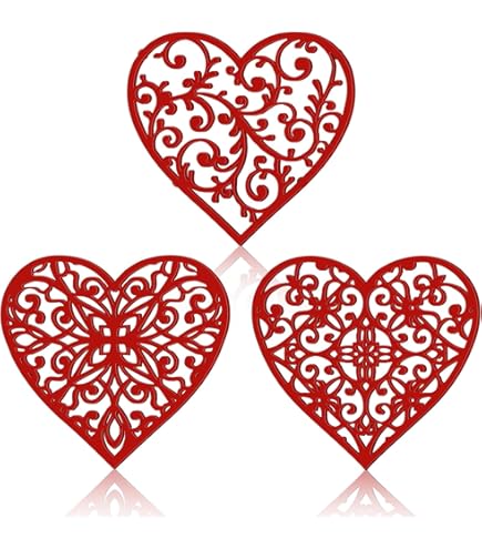 Cast Iron Heart Trivet - Decorative Cast Iron Trivet For Kitchen Or Dining Table - Vintage, Rusted Design - 6.75X6.5" - With Rubber Pegs/Feet - Recycled Metal - White: Coasters - View #2