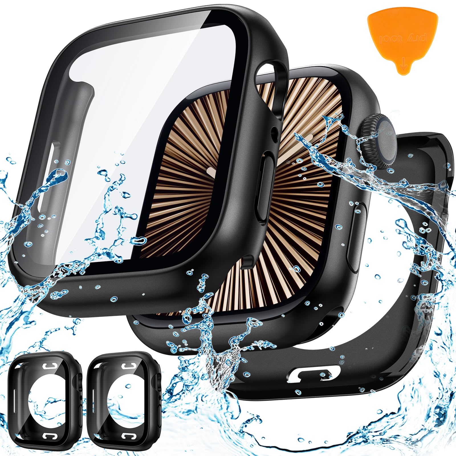 Goton 2-Pack for Apple Watch Series 11/10 Screen Protector Case 42mm, Waterproof PC Bumper with Tempered Glass for iWatch 42 mm, 360° Full Cover, Shockproof Scratch-Resistant, Easy Install