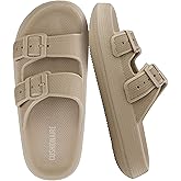 CUSHIONAIRE Fame Pillow Recovery Sandals for Women, Adjustable Double Buckle Waterproof EVA Cloud Slides for Women