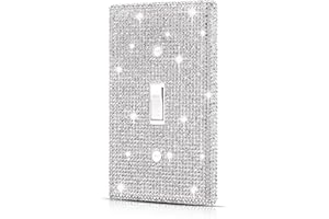 Wall Plate Light Switch Cover, Standard Size 4.50" x 2.76", Dengduoduo Silver Rhinestones Bling Decorative Wall Plate Light Switch Outlet Cover for Bedroom Accessories Home Decor (Single Gang Toggle)