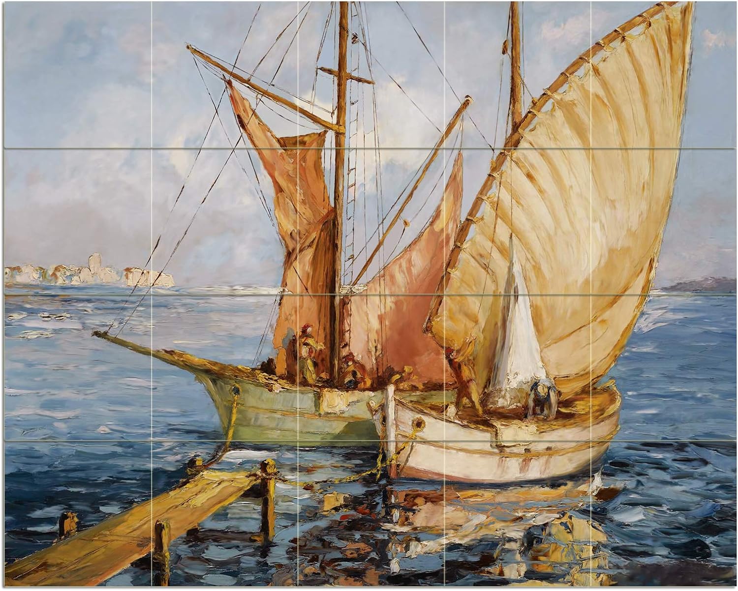 Ships G. Lapchine Sea Ocean Boats Tile Mural Kitchen Backsplash Marble Ceramic - Picture 20 of 23