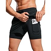 CRZ YOGA 2 in 1 Mens Athletic Shorts 3.5'' with Liner Quick Dry Lightweight for Running Gym with Zip Pockets