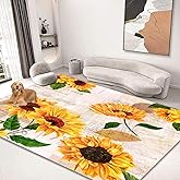 kksme Large Area Rug 5'x6' Carpet for Bedroom Living Room Home Kitchen Entryway Indoor Floor Washable Rugs Mat Sunflower