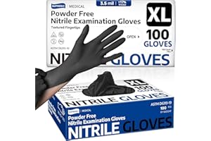 Supmedic Medical Soft Max™ Black Nitrile Disposable Gloves, 100 Pcs, Latex-Free & Powder-Free Food Safe Food Prep Exam Gloves