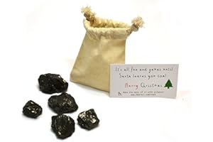 HBARSCI Santa's Scientific Christmas Coal, Premium Cotton Bag and 5 Small Lumps (1 x 1 x 1 Approx. - Medium Marble Sized) - Genuine American Coal - Includes Experiment