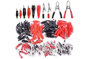 Glarks 108Pcs 35/45/53mm Red and Black Metal Alligator Clips Crocodile Electrical Test Clamps and 5A 15A 30A Charging Clips A