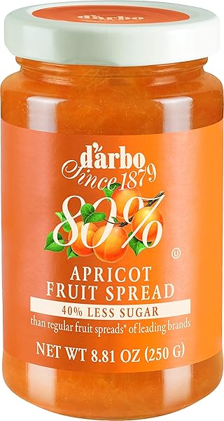 DARBO APRICOT SPREAD, 80% FRUIT, ALL NATURAL, 40% LESS SUGAR – 8.81OZ