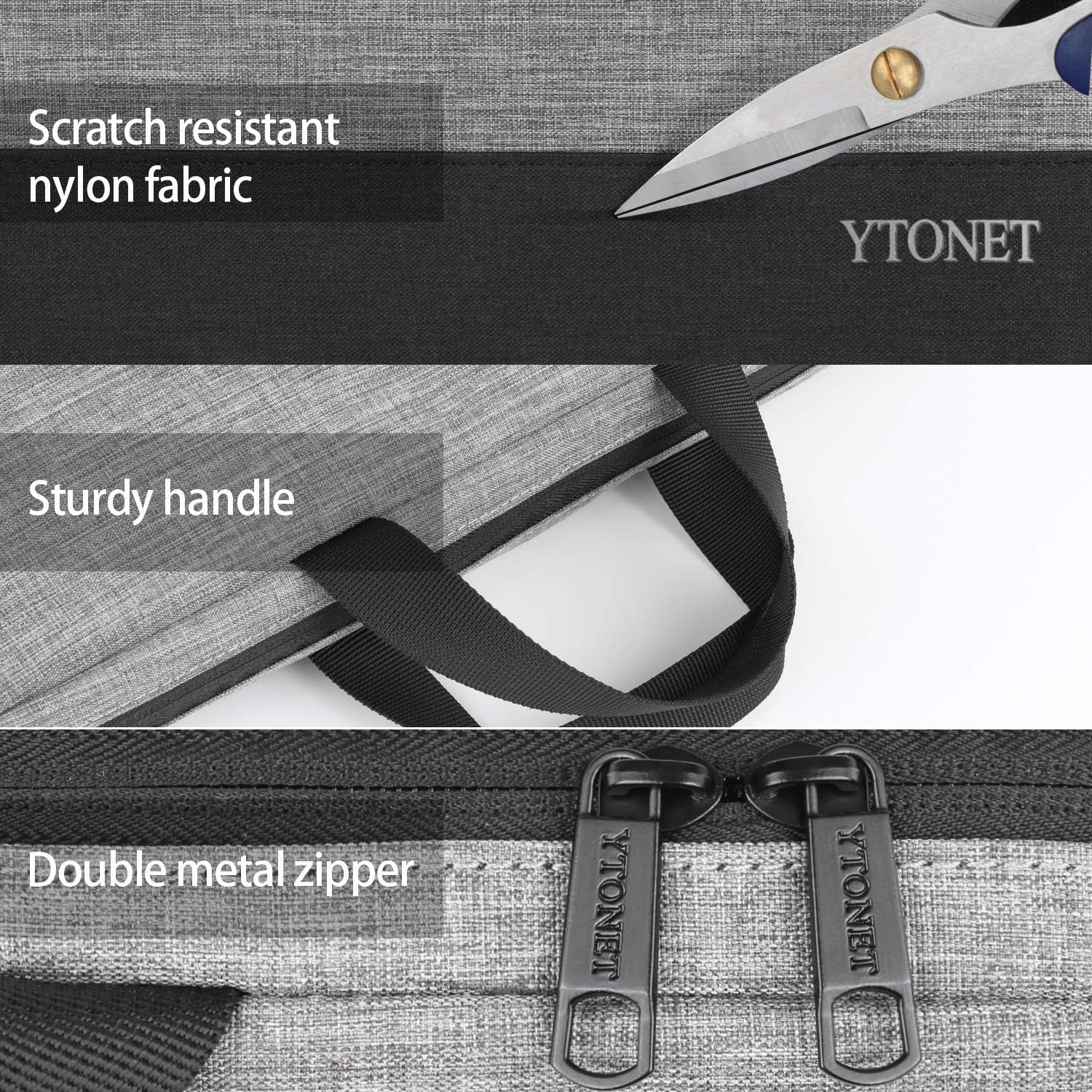 Ytonet Laptop Case, 15.6 inch TSA Laptop Sleeve Water Resistant Durable Computer Carrying Case for 15.6 inch HP, Dell, Lenovo, Asus Notebook, Gifts for Men Women, Grey: Computers & Accessories