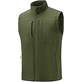 MAGCOMSEN Men's Lightweight Softshell Vest Outerwear Windproof Fleece Lined Zip Up Sleeveless Jacket for Golf Running Hiking