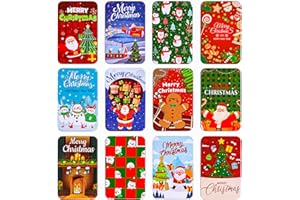 Thuodo 12 PCS Christmas Gift Card Tin Holder Boxes with Lids for Christmas Holiday Gift Box Set Metal Tin Small Boxes Stocking Stuffers Xmas Party Favors