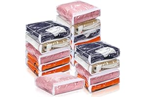 Kingdder 16 Pcs Clear Zippered Storage Bags Plastic Sweater Bags with Zipper 10 x 10 x 2.5 Inch Vinyl Sheet Organizer and Sto