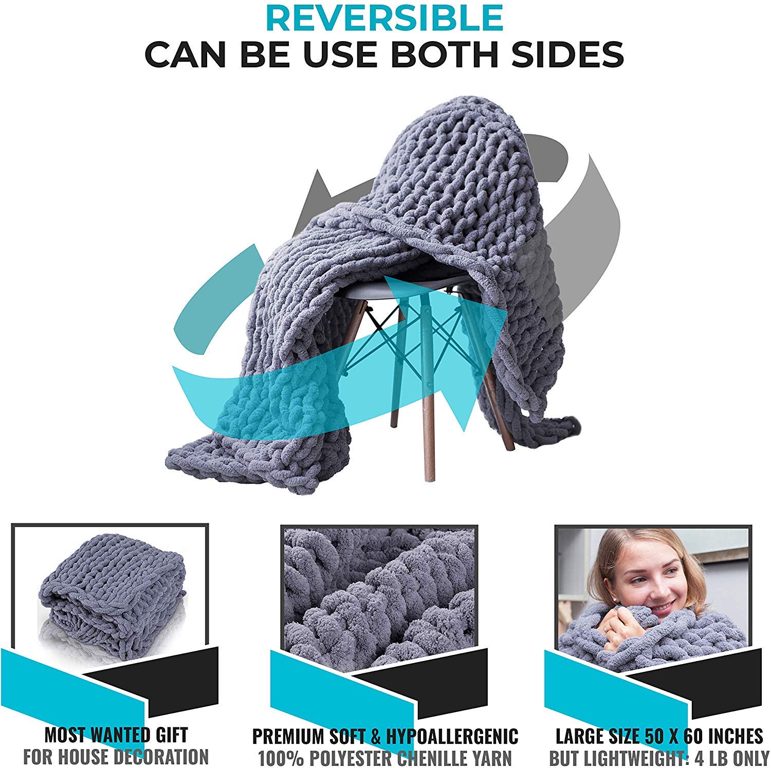 Inshere Luxury Chunky Knit Throw Blanket (48\