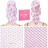 Hahafelt 2 Pack Large Microfiber Hair Towels, 23" x 40" Absorbent Quick Dry Microfiber Towel for Wet Curly Long Short Hair Women Gift for Weeding Home Recreation Beach Yoga(Cute)