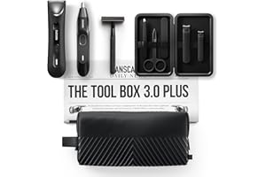 MANSCAPED® Tool Box 3.0 Plus with: The Lawn Mower® 3.0 Plus Groin Hair Groomer, Weed Whacker® 2.0 Nose Hair Trimmer, The Plow® 2.0 Razor, The Shears 3.0 Five Piece Nail Kit, The Shed 2.0 Toiletry Bag