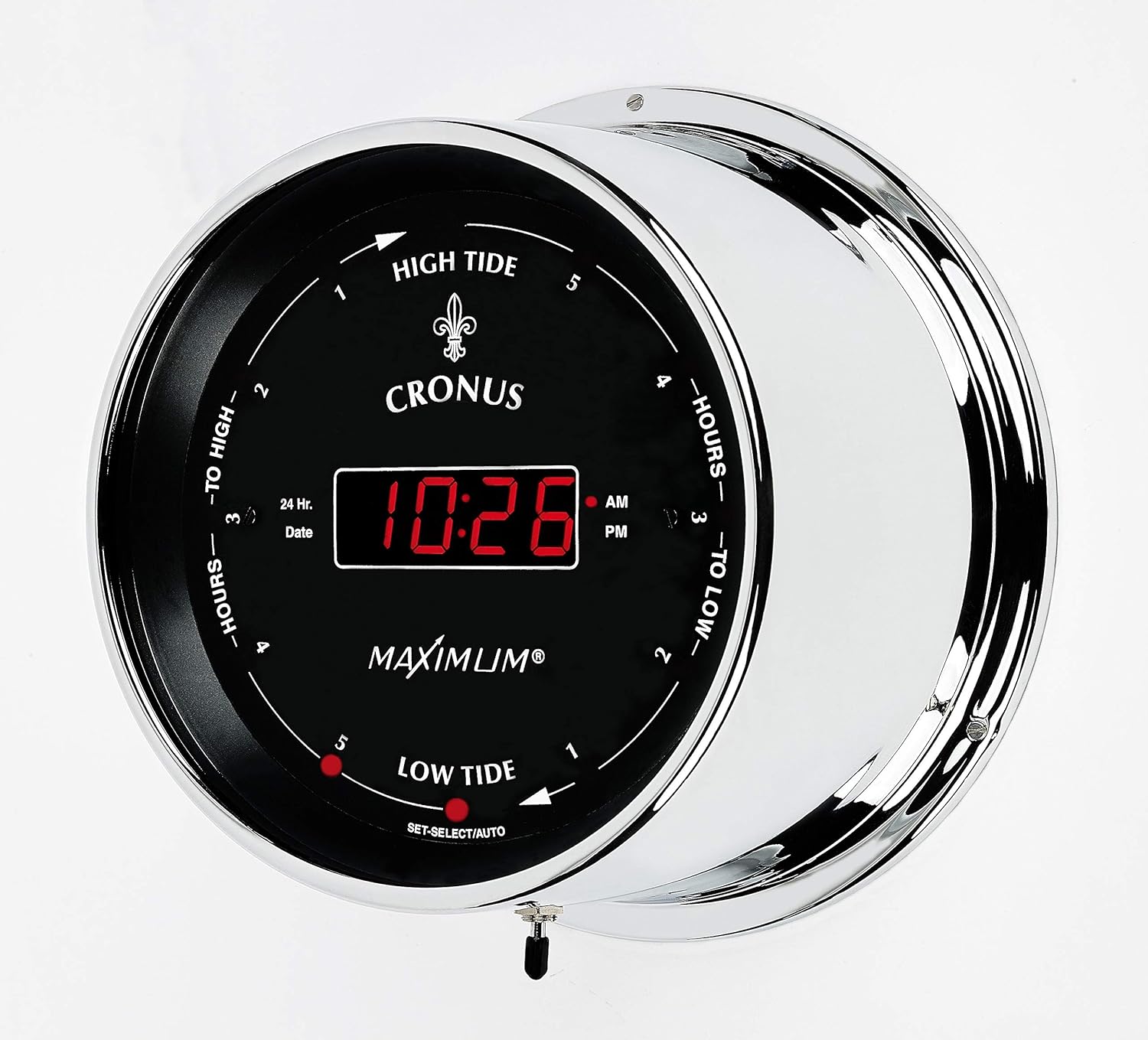 Maximum Inc. Cronus Digital Time and Tide Clock Chrome