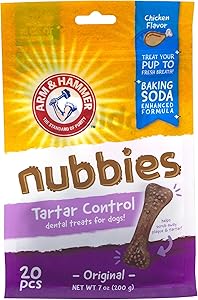 Arm & Hammer Nubbies Dental Treats for Dogs | Dental Chews Fight Bad Breath, Plaque & Tartar without Brushing | Available in Multiple Flavors and Sizes